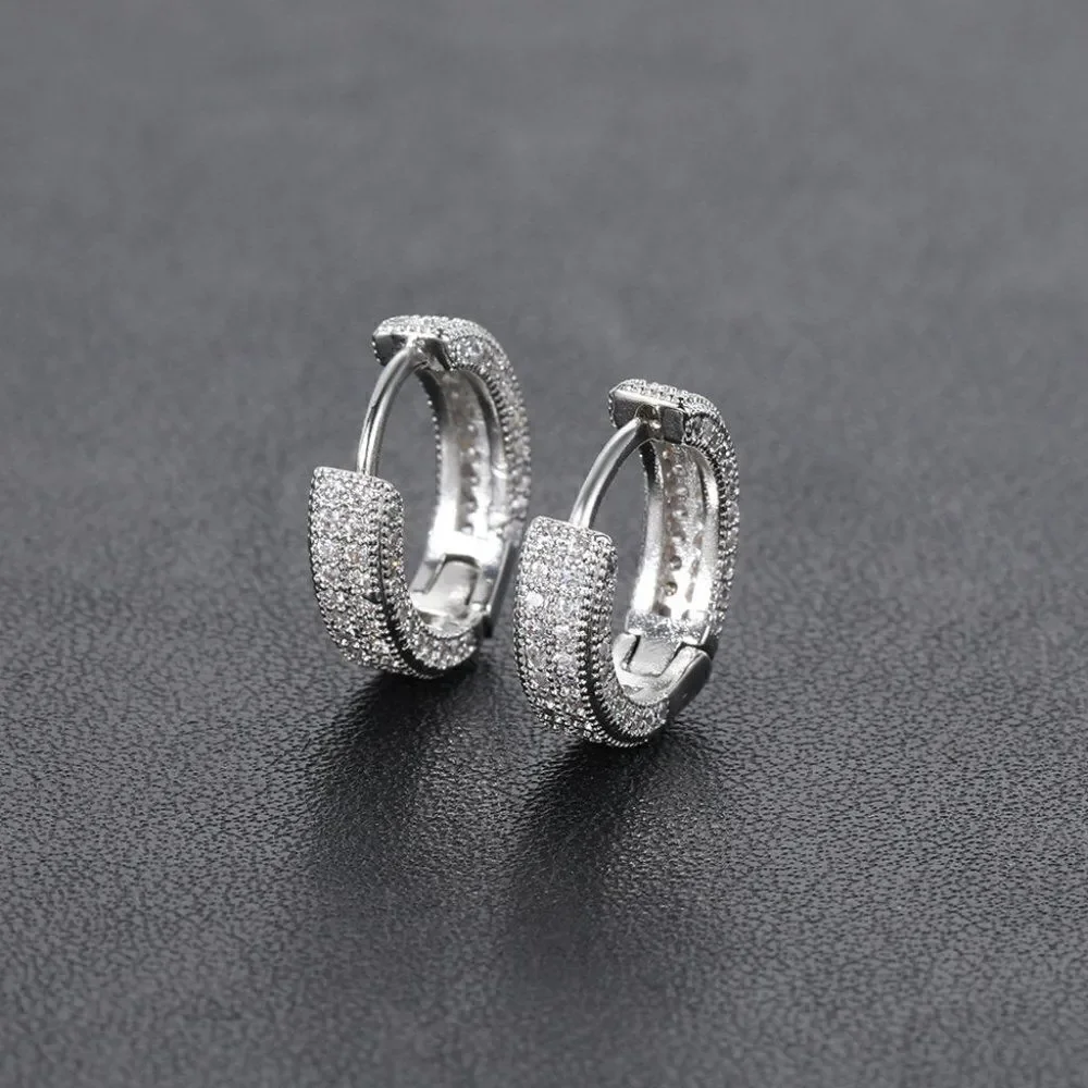 Fully Iced Out Hoop Earrings